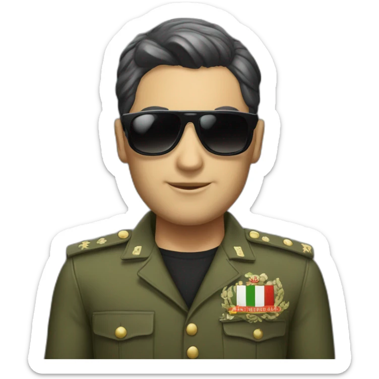 Italian white playboy with military black short hairs and dark sunglasses and italian-like clothes  sticker