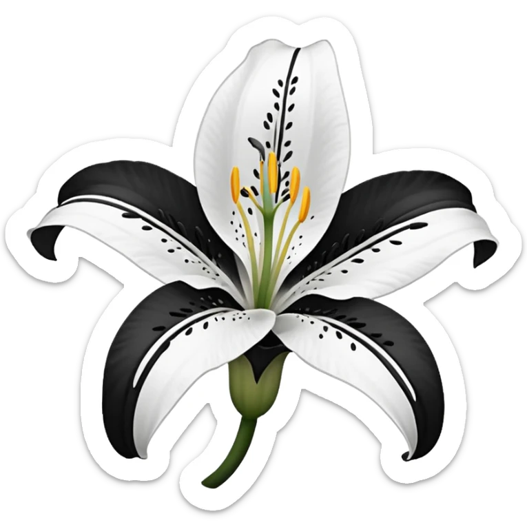 an outline of one singular lily flower, no colour,just outline sticker