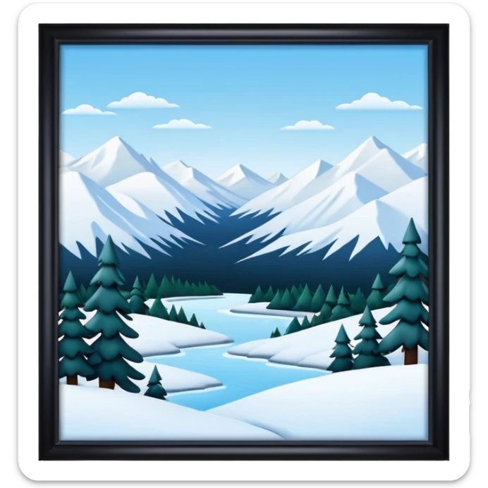 An Alaskan snowy winter back drop to be used in the style of "duck hunt" the bottom 30% needs to contain landscape and the top 70% needs to be blank space. More graphic detail in a 3D style. sticker