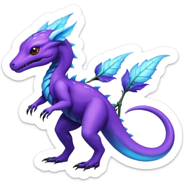 Futuristic Ethereal Modern Amaura-Salandit-Bayleaf-Fakémon-creature-hybrid Full Body sticker