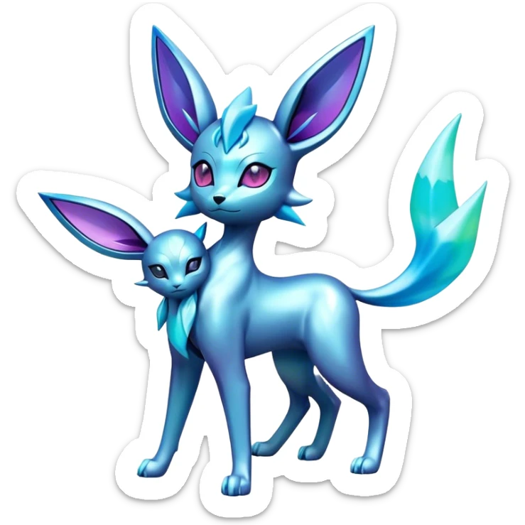 Shiny futuristic Glaceon-Espeon-Sylveon-Umbreon-hybrid, full body sticker