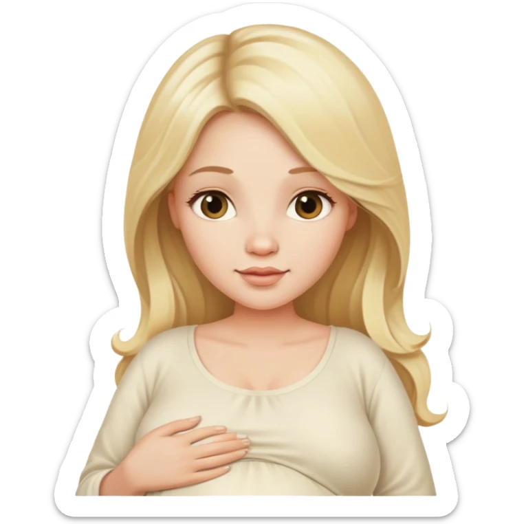 Beautiful Pregnant woman blonde with long hair cream top sticker