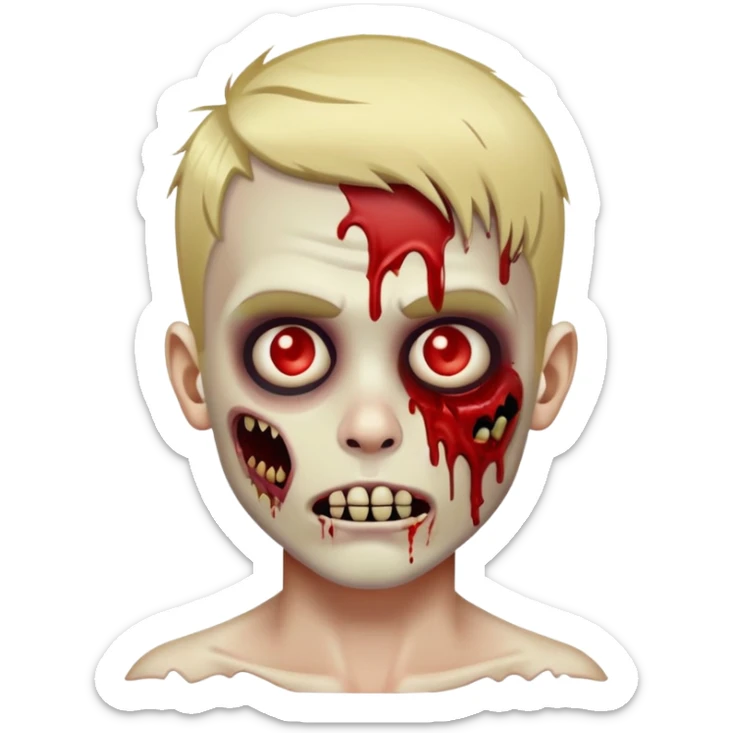 a blonde hair zumbir boy emoji with cuts and blood in his face sticker