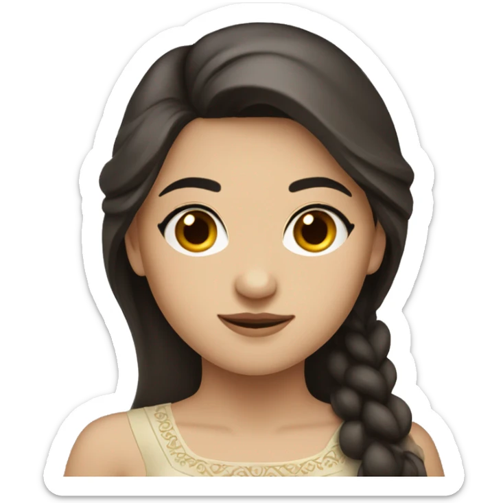 Turkic girl with Dark Brown Hair which goes a bit past shoulders wearing gown  sticker