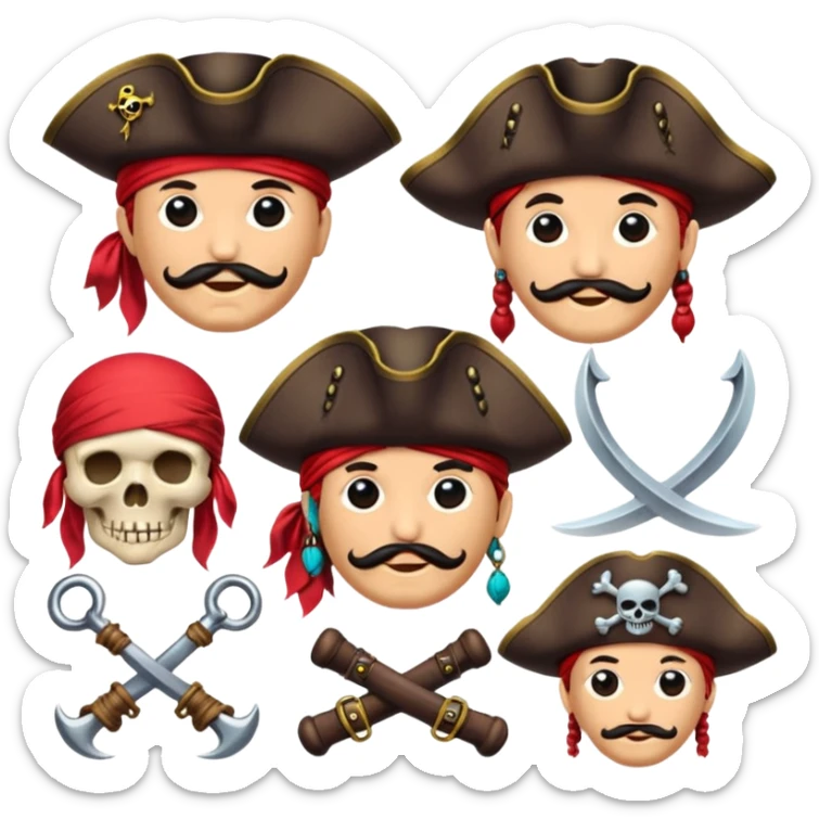 Je veux un tableau de stickers pour mon clan lak khawarizmi notre symbol est les pirat au chapeaux rouge , est un autre tableau de stickers écharpe de ton choix pour mon clan sticker