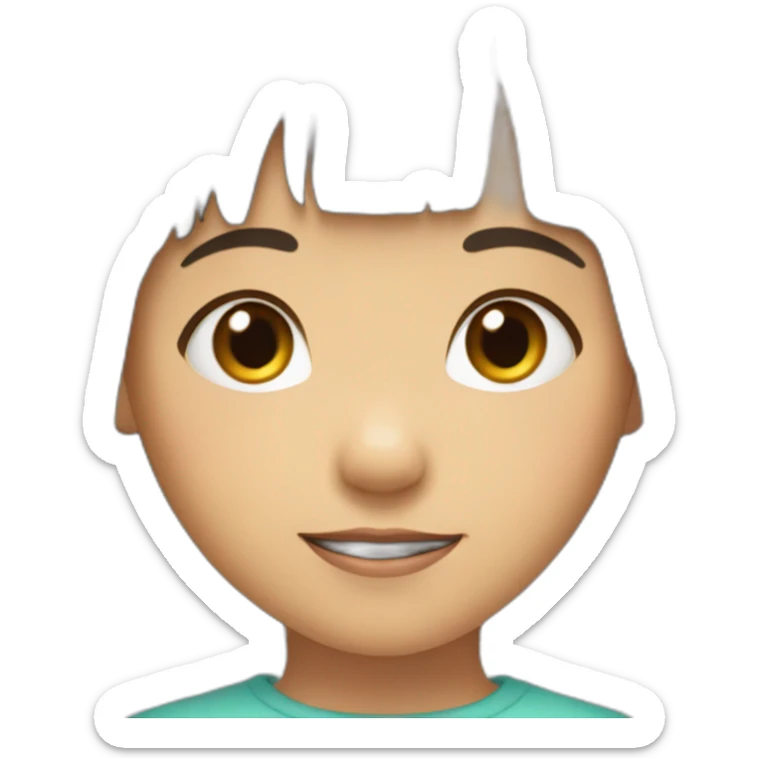 Filipino child girl young with short brown hair fringe slim lost on front tooth 4 years old sticker