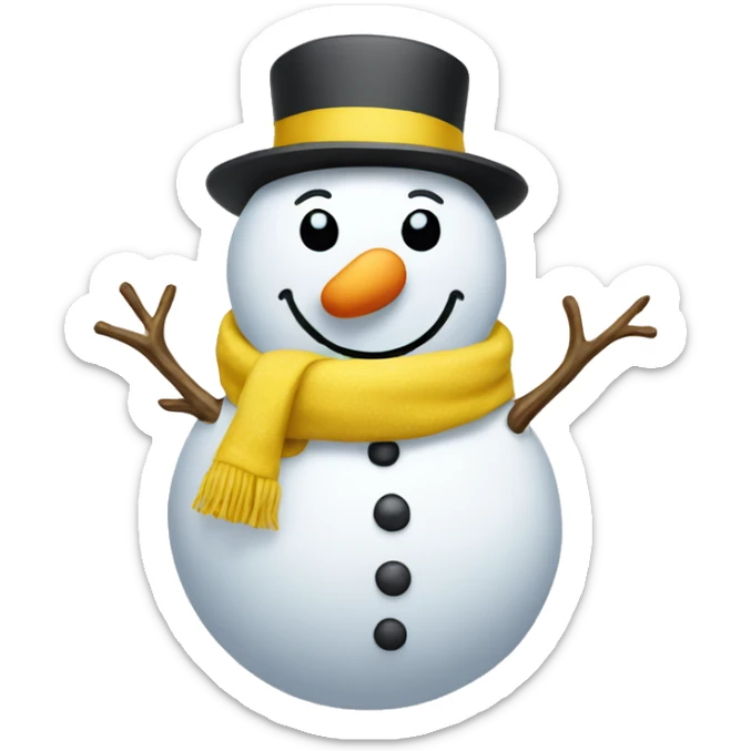 Snowman with yellow hat sticker