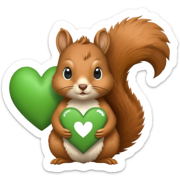 Squirrel in a heart with a green mental Health Awearness ribbon sticker
