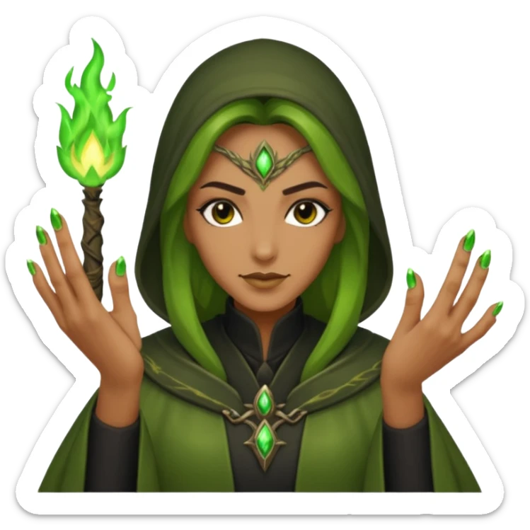 world of warcraft warlock hand with green fire checking nails like a pedicure was just done  sticker