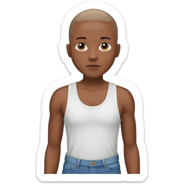 Un personnage noir avec un débardeur blanc et un jean 👖 avec des cheveux rasés  sticker