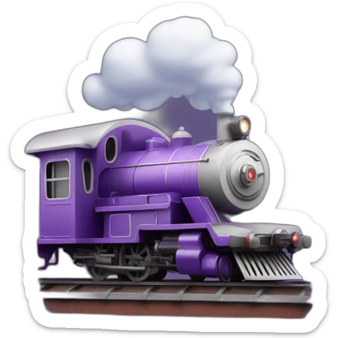 old purple train with a little cloud on the top of his chimney sticker
