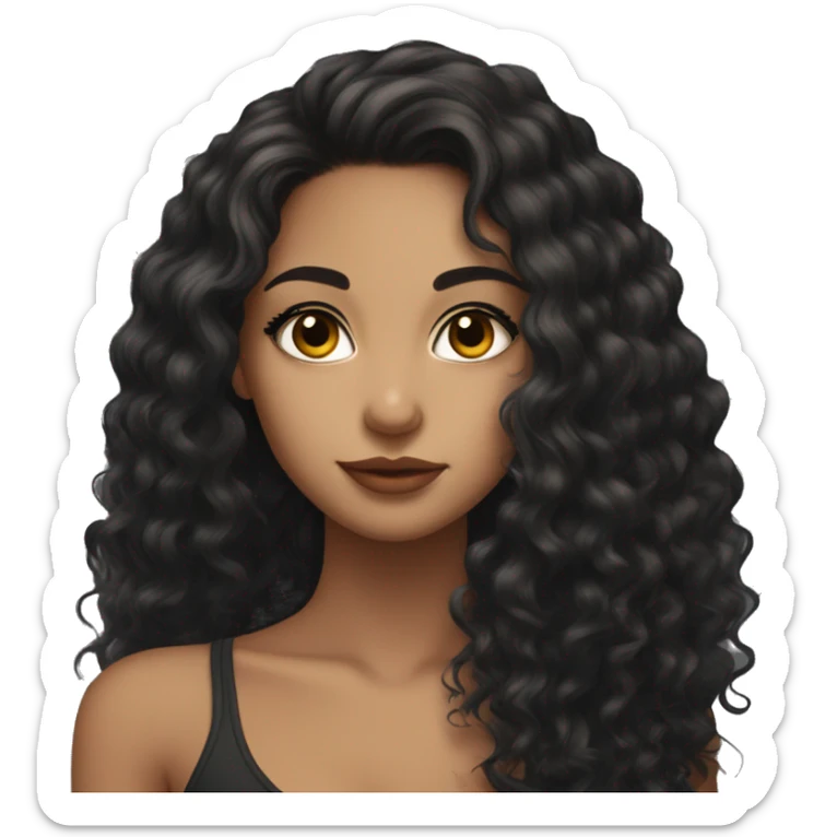 pretty girl, olive skin, black hair, dark eyes, seductive eyes, hair down curly sticker