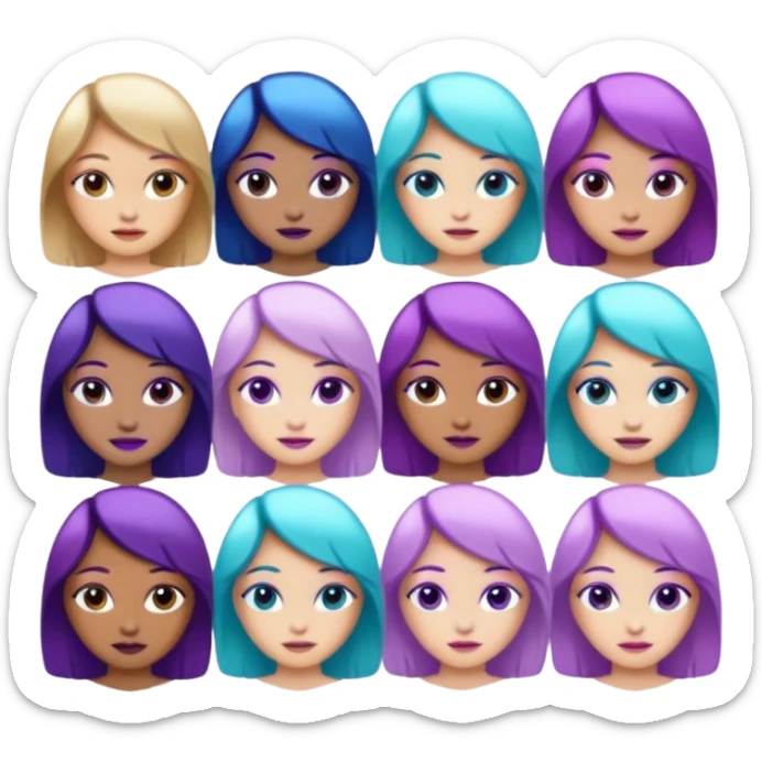 10 girl Naked Glitter purple and cian inner circle sticker