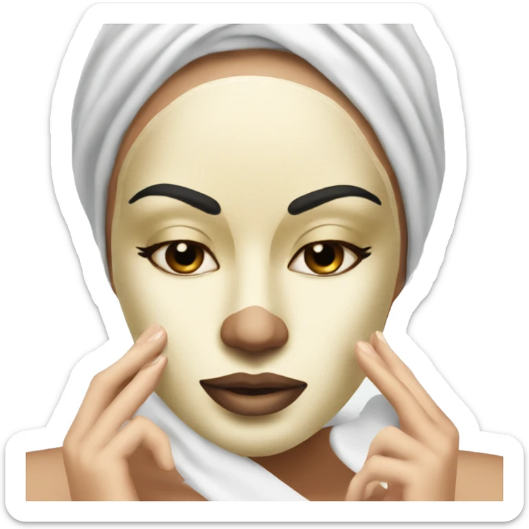 Lady with face mask spa beauty full face relaxing sticker