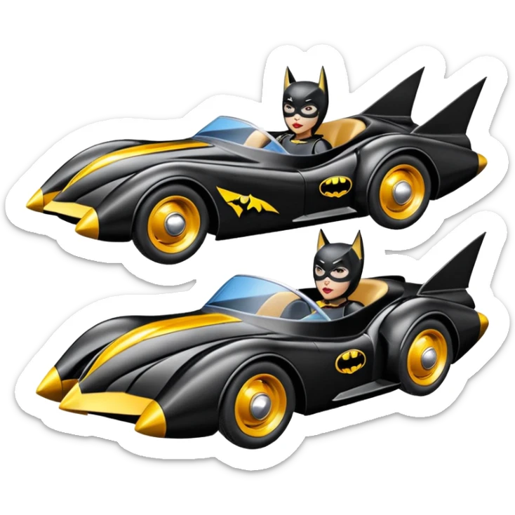 Hot wheels racing cartoons BatGirl’s 1952 stealth retro cat burglar sporty futuristic pursuit mobile cruiser car (reclined seating position) sticker