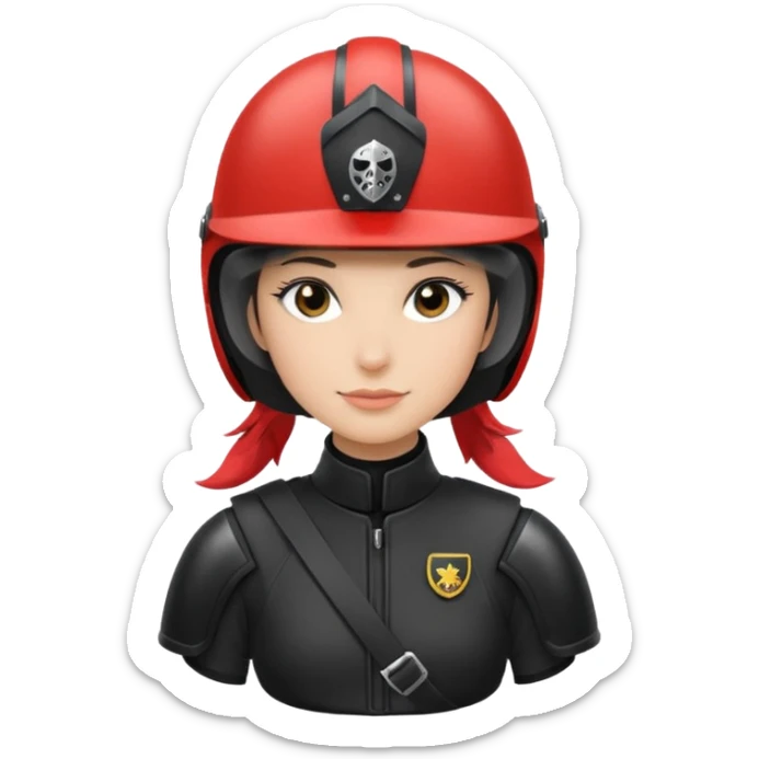 Rider helmet black matte at the back theres ribbon attached for female rider sticker