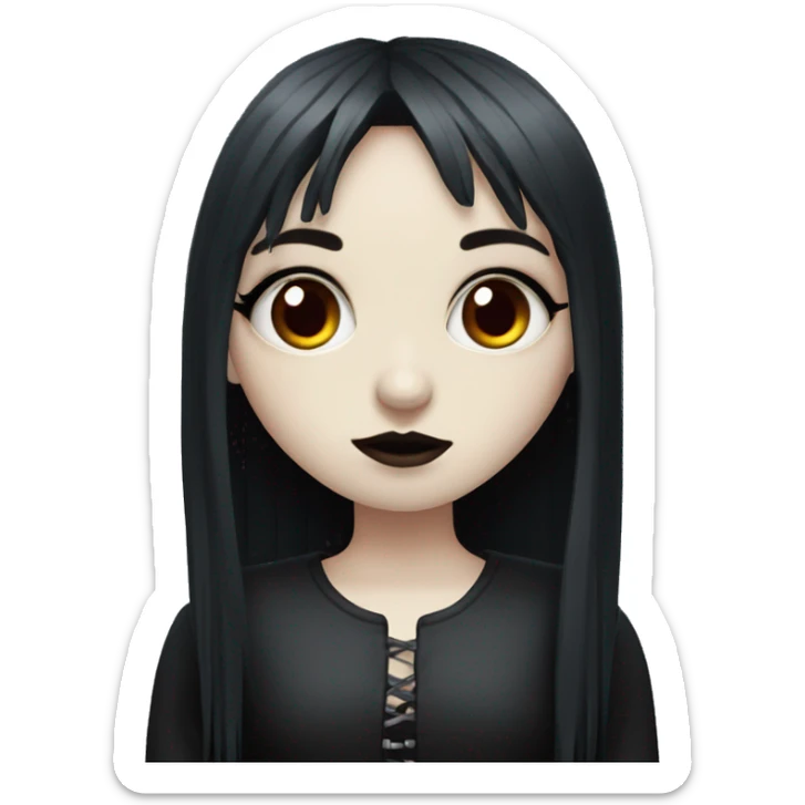 goth girl that has pale white skin and Long Dark Red hair and has fringe bangs sticker