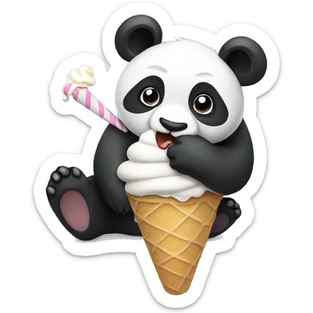 Panda eating ice cream sticker