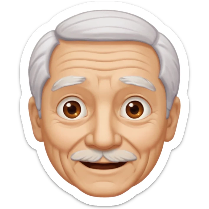 Abuelo hombre, ojos cafés, muchas arrugas, aspecto feliz, el pelo debe ser blanco no morado. sticker