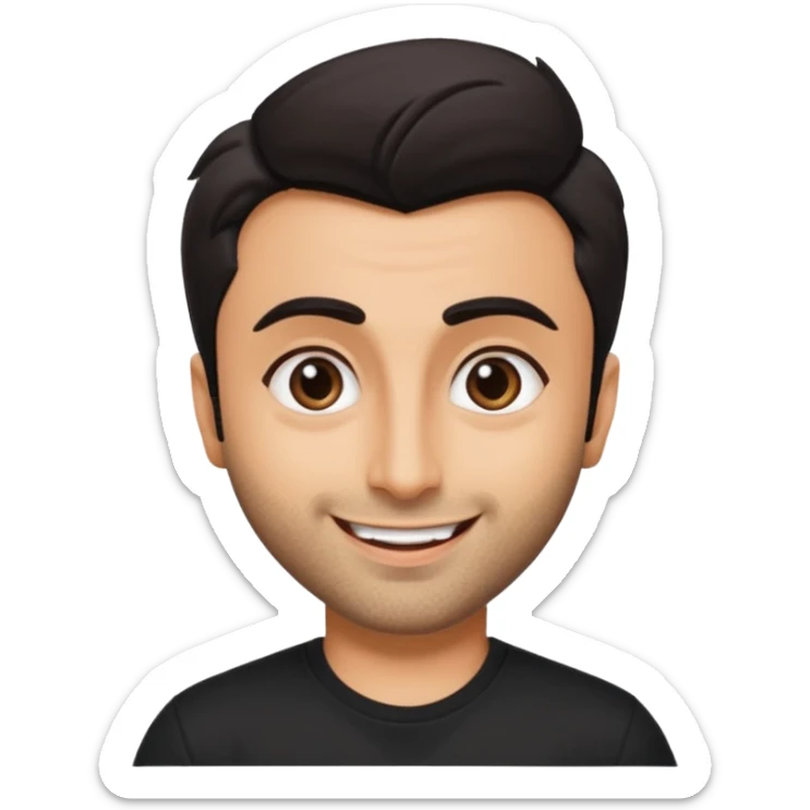 ipretty bratz emoji of ranbir kapoor wearing a black tee sticker