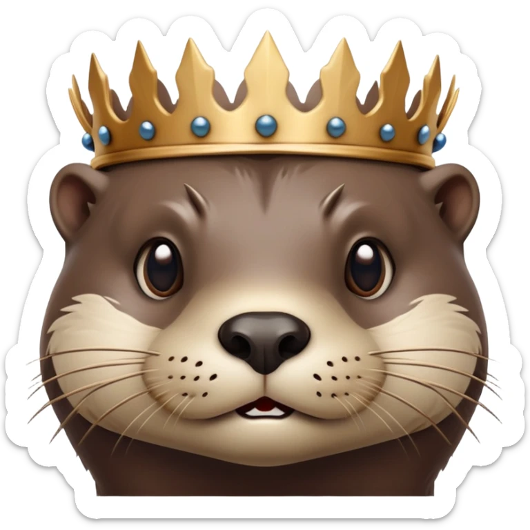 portrait of confused otter face with simple wooden thorny bramble crown, no leaves, no metal, just thorns sticker