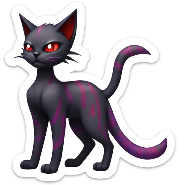 Vampiric dark edgy punk cat fakemon with red purple edgy markings full body  sticker