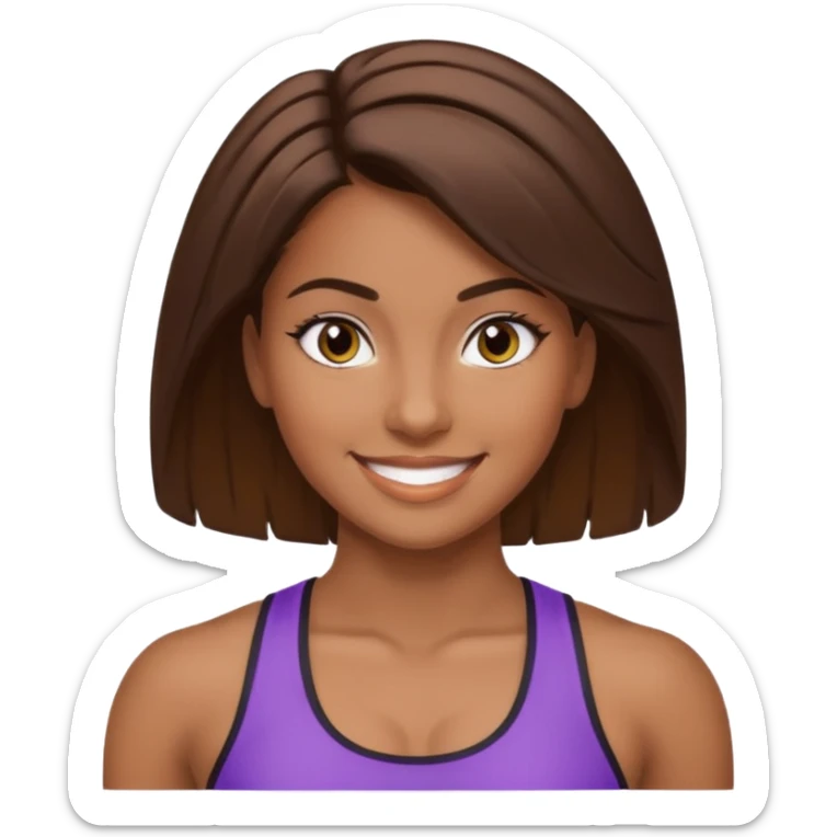 fitness girl, dark eyes, highlighted hair, brown skin sticker