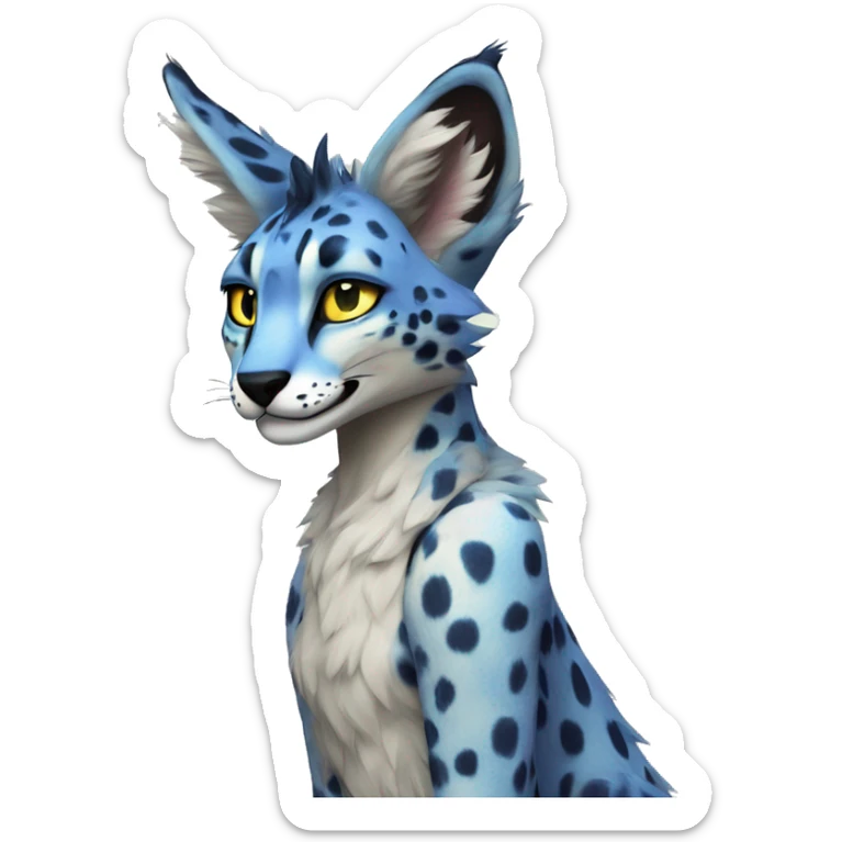 Anthro Epic Beautiful Handsome Pretty Colorful Sergal-Serval-Vernid full body sticker