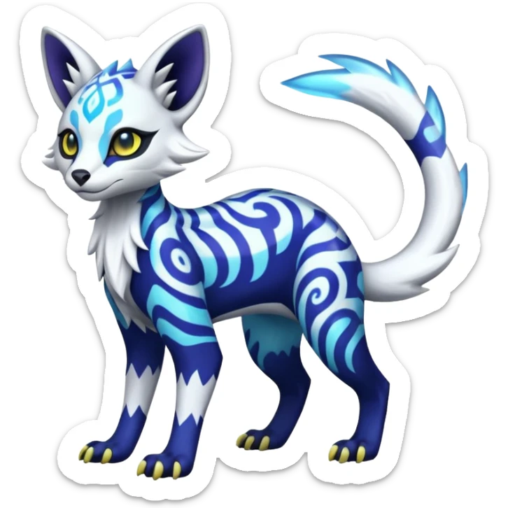 Icy floral shiny colorful neon bright vibrant patterned Genet-Absol-Zeraora-Primagen-fusion-creature  sticker
