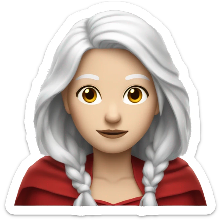 The white girl with white hair in the red cape and red hood. sticker