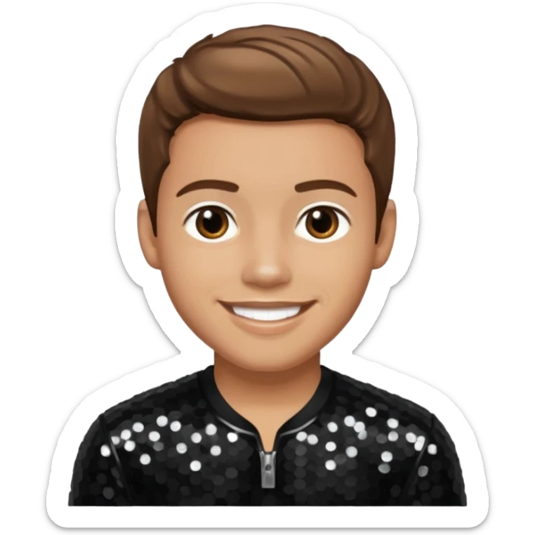 Jacob Underwood from O-Town with light skin, brown hair, black sequin outfit sticker