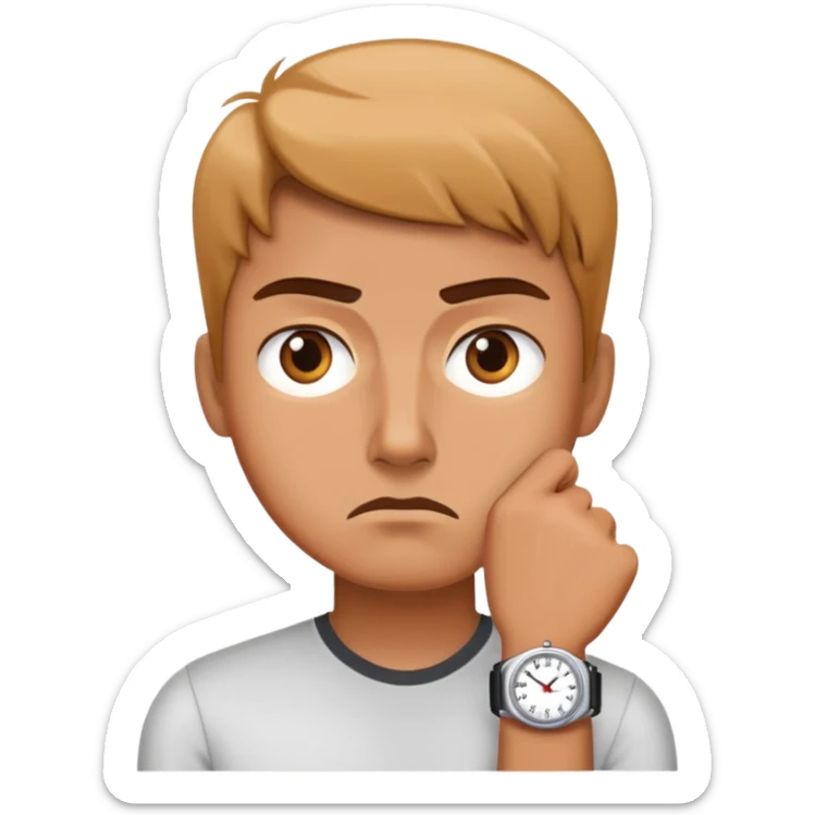 Person who is annoyed some men is late because they've been waiting for hours sticker