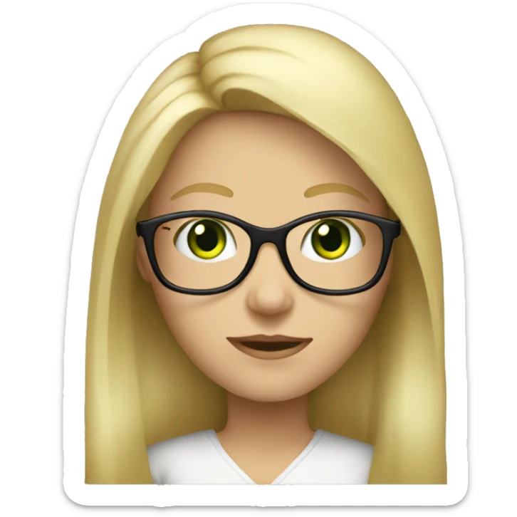 Long blonde hair female with glasses and green eyes sticker