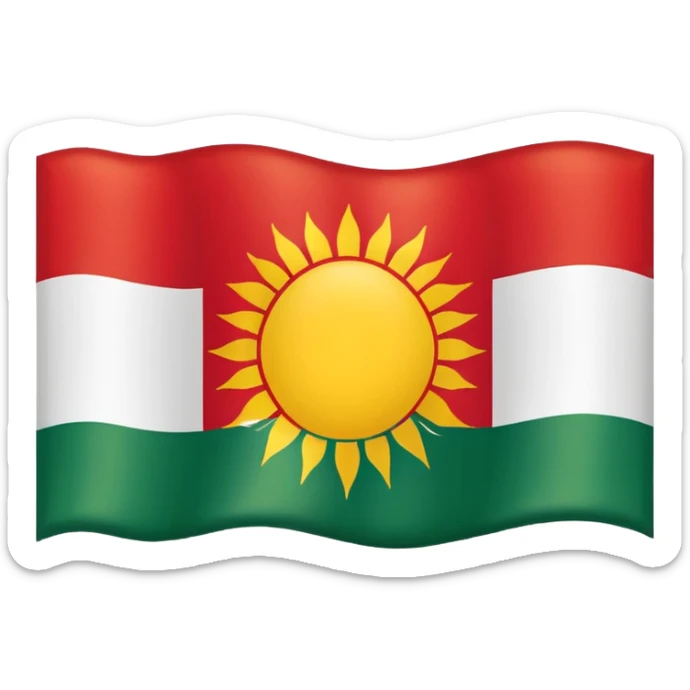create a kurdishtan flag emoji. the shape of flag is like usual flag emojis alright can u make the bottom right emoji without the sun outside the flag sticker