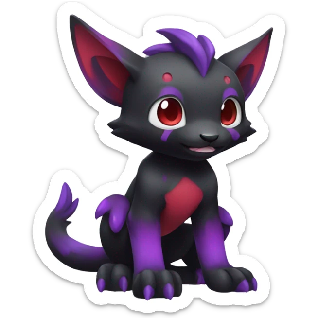 Cute cool dark black red purple animal hybrid Fakemon full body sticker