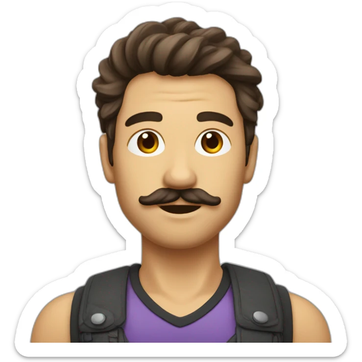 Personne cheveux brun avec cheveux plaquée à gauche et petite moustache sous le nez sticker