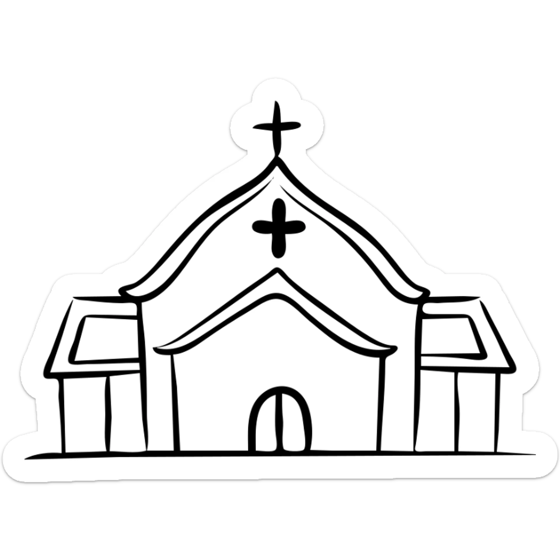 Hospital in Thailand with traditional Thai roof peaks and medical cross sticker