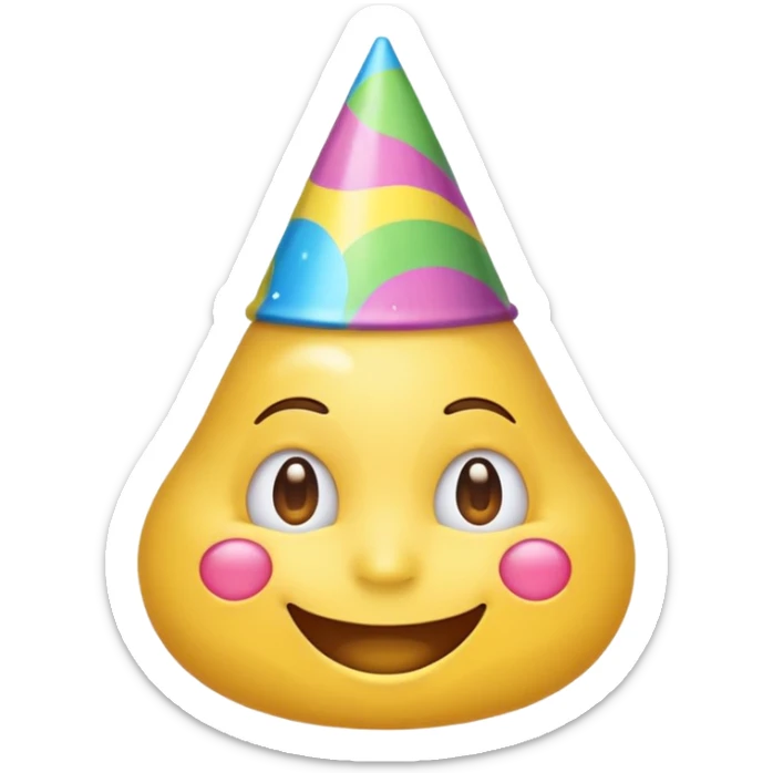 Emoji souriant avec goutte de sueur avec chapeau d"anniversaire  sticker