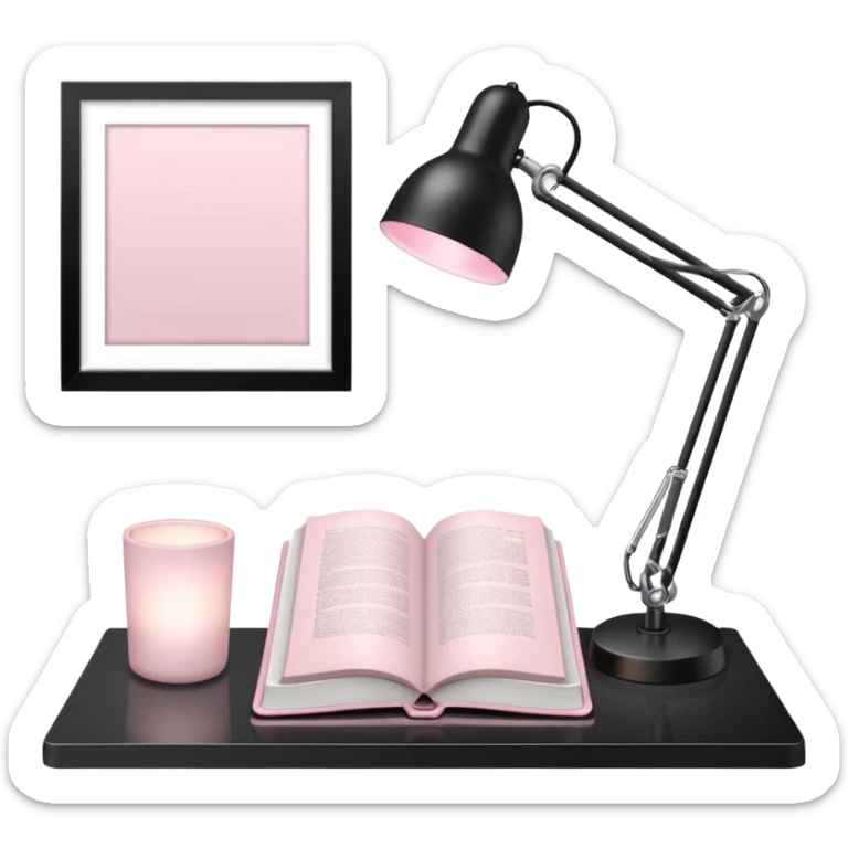 Light Pale Pink office with Light Pale Pink book and Light Pale Pink Desk lamp for Lease sticker