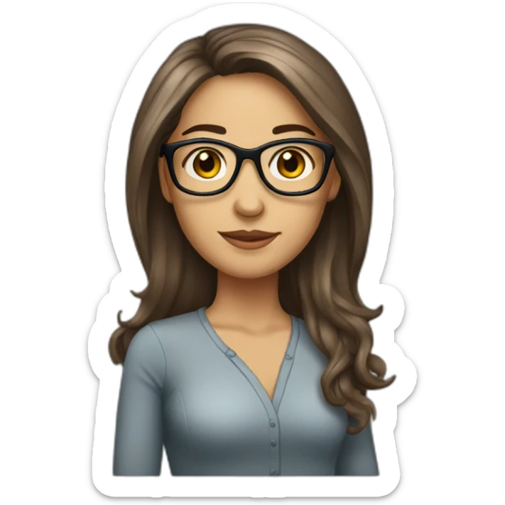 Women, white, brown hair, Latin women, glasses pin, long hair sticker