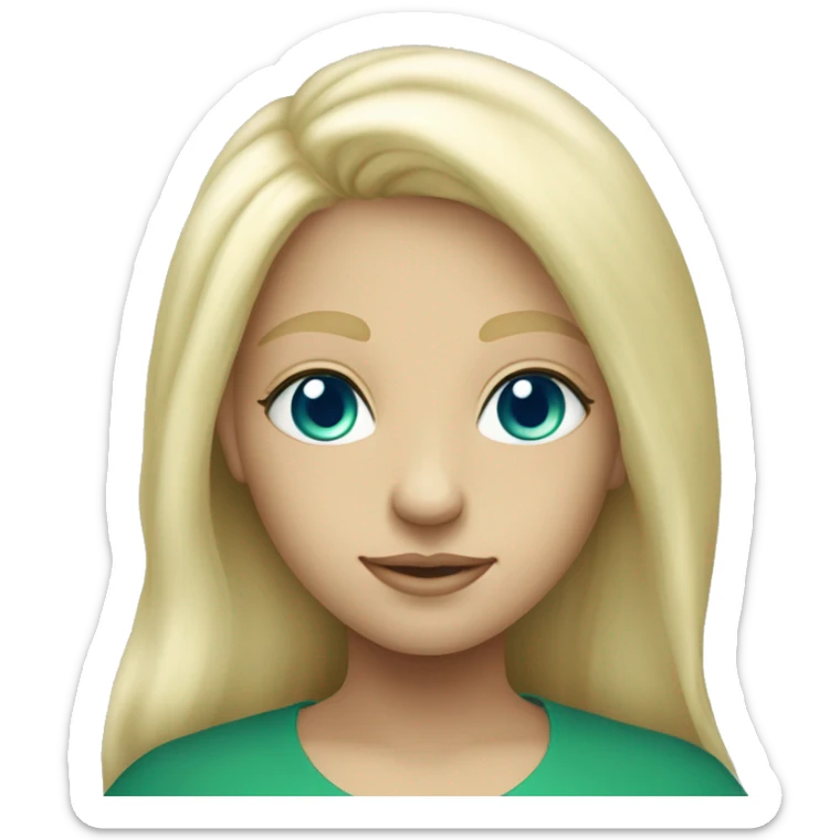 nordic pleiadian in green clothing with thin face long blonde hair and blue eyes sticker