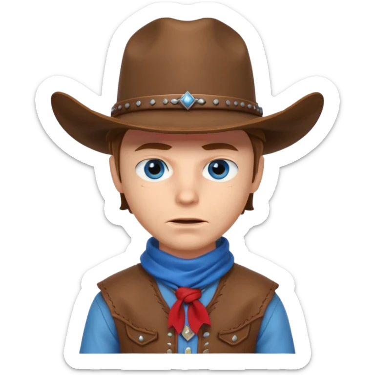 cute outlaw cowboy portrait, head and shoulders only, cowboy hat, bandana covering mouth, intense eyes, western outfit, 3D cartoon, mobile game icon style, clean background, no text, no watermark
 sticker