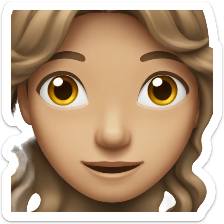 a female waving with brown hair and brown eyes long wavy hair sticker
