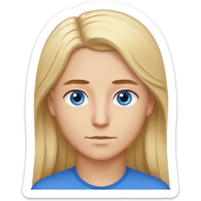 Man with blonde hair and blue eyes. Woman with long brown hair and brown eyes sticker