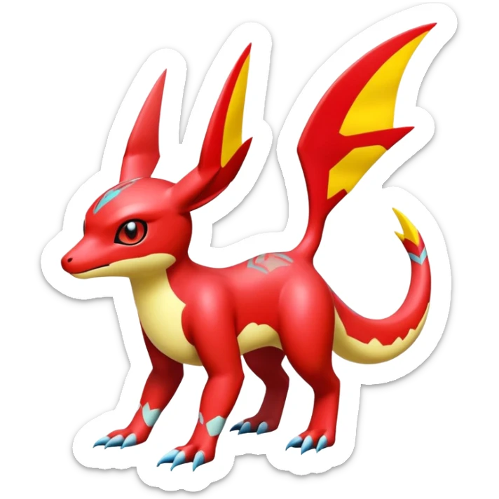  Cute Shiny Exotic Colorful Guilmon-Latias-Koraidon-Umbreon-Fakémon-hybrid-creature (full body)  sticker