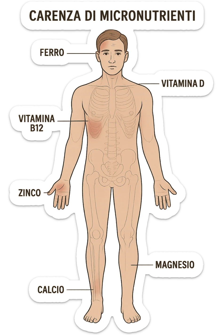 corpo umano in carenza di micronutrienti in italiano sticker