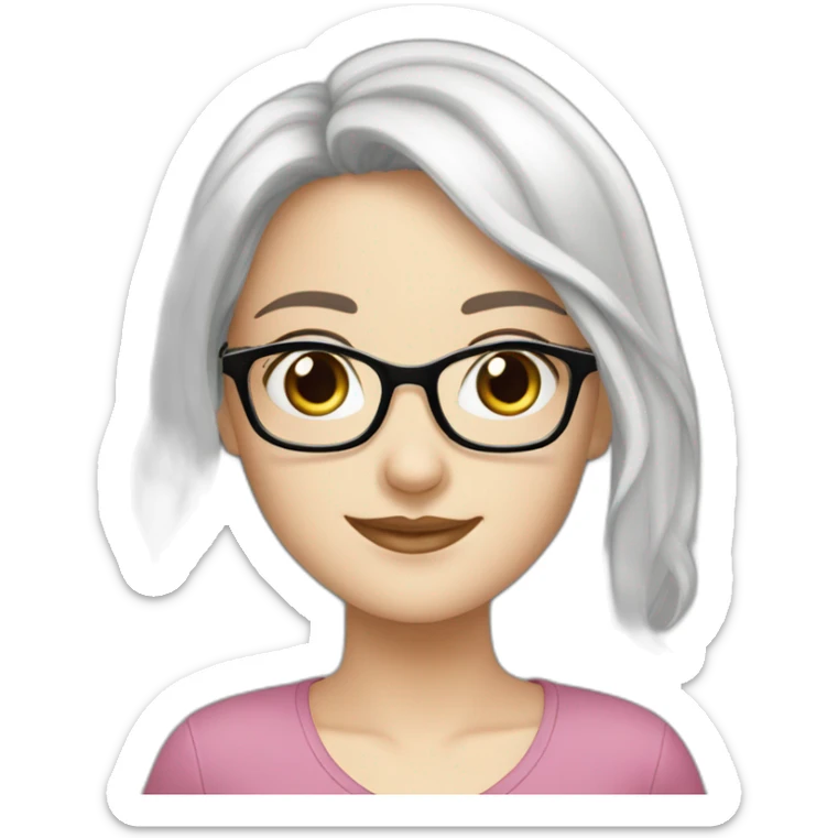 Beautiful white girl with black hair wearing glasses ￼ sticker