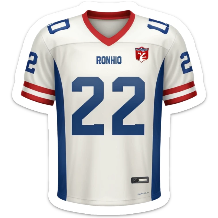 White football jersey turn around with number 22 and my name RONIHO sticker