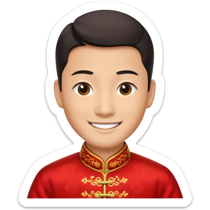 Chinese groom, traditional, culture of chinese, smiley on face. sticker