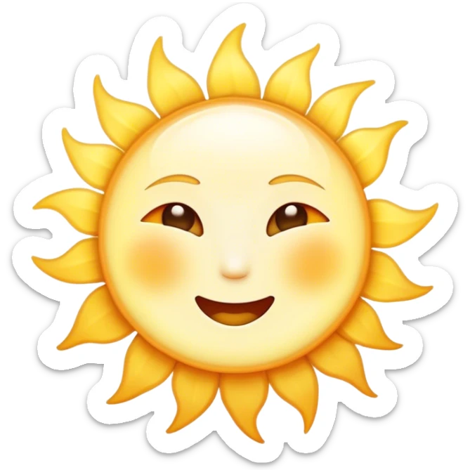 Cinematic Realistic Sunshine Emoji, Warm and golden, with soft rays of light streaming down from a bright, glowing sun. The golden hue bathes the world in warmth, uplifting the spirit and bringing a sense of joy and radiance. Soft glowing outline, capturing the essence of happiness, warmth, and light in a beautiful sunny day! sticker